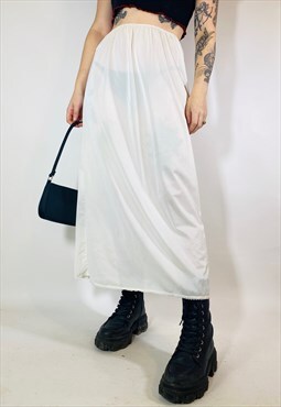 Vintage 90s 00s Y2K Satin Sheer Maxi Slip Skirt