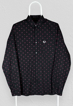 Fred Perry Patterned Black Shirt Polka Dot  Mens Small