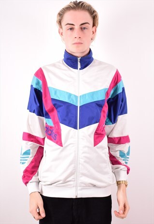 ADIDAS MENS VINTAGE TRACKSUIT TOP JACKET LARGE MULTI 90S