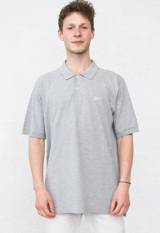 90S VINTAGE GREY REEBOK SHORT SLEEVE POLO SHIRT