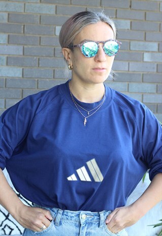 VINTAGE 1990S BLUE ADIDAS LONG SLEEVED T SHIRT