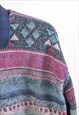 VINTAGE 90S POLO JUMPER IN ABSTRACT PRINT