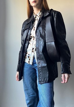 Vintage Dark Brown Leather Jacket Size Medium 