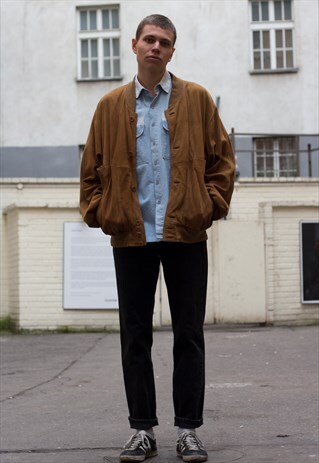 VINTAGE 80S JAMES DEAN CLASSIC SUEDE BOMBER JACKET