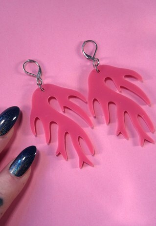 PINK SEAWEED MERMAID KITSCH FESTIVAL EARRINGS