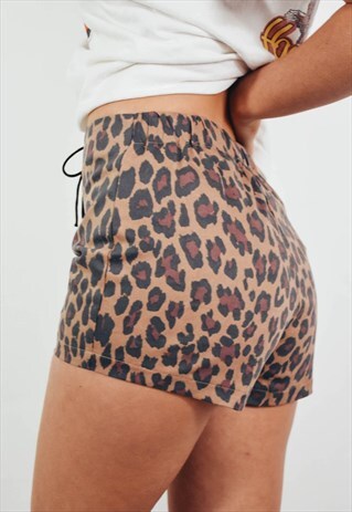 LEOPARD PRINT LACE UP BOOTY SHORTS
