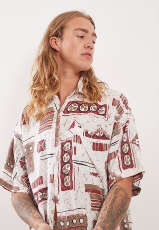 VINTAGE PATTERNED FESTIVAL SHORT SLEEVE SHIRT