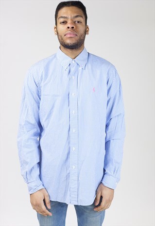 VINTAGE POLO RALPH LAUREN LIGHT BLUE GINGHAM SHIRT