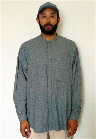 90S CLASSIC LUXURY TEXTURED ROUND COLLAR SHIRT LARGE