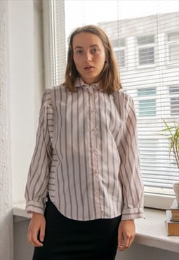 Vintage 80's Beige Striped Cotton Shirt