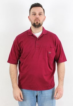 Shirt Polo Maroon Pure Cotton Collared T-shirt Casual Top