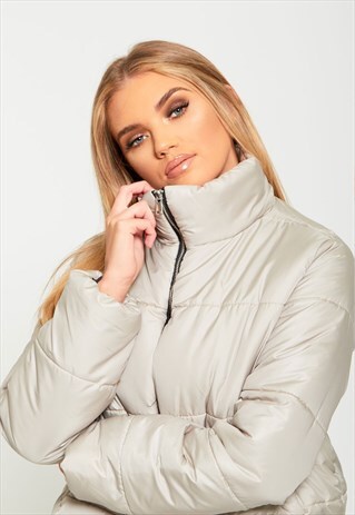 HIGH NECK CROPPED PUFFER COAT