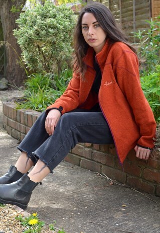 1990S VINTAGE BURNT ORANGE ALASKA FULL ZIP FLEECE JACKET