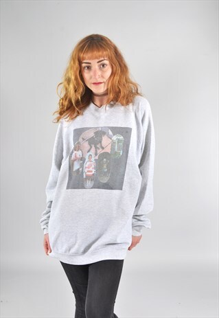 VINTAGE USA PRINTED GREY GRAPHIC SWEATSHIRT