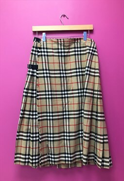 Vintage Skirt Brown Nova Plaid Check Pleated