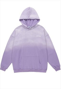 Premium tie-dye hoodie vintage wash pullover rave top purple