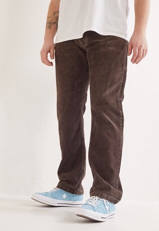 VINTAGE LEVI'S 505 STRAIGHT LEG CORDUROY TROUSERS BROWN