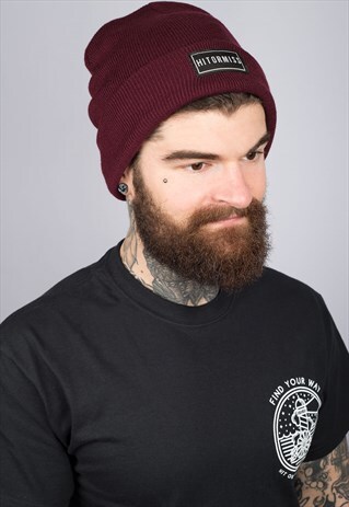 HOM LABEL MAROON BEANIE