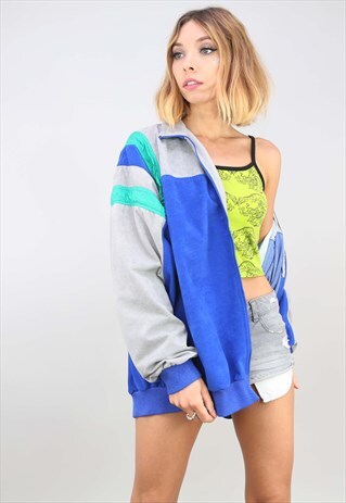VINTAGE 90S OVERSIZED VELOUR TRACK TOP