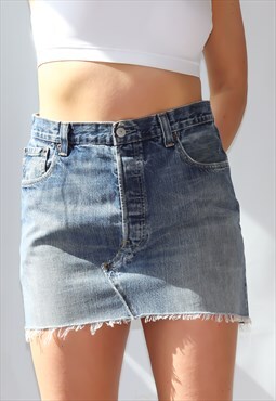  Vintage Reworked Cut Off Levi 501 Denim Mini Skirt
