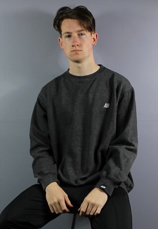 VINTAGE NIKE AIR SWEATSHIRT IN GREY WITH EMBROIDERED LOGO. S