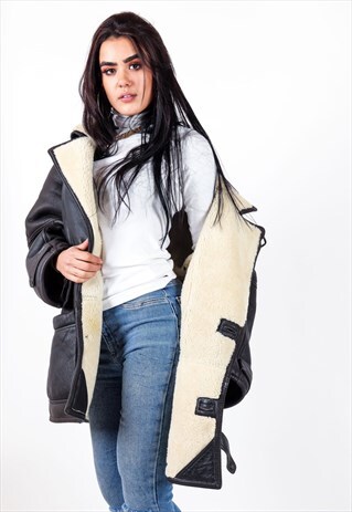 VINTAGE SHERPA LINED LEATHER JACKET J3269