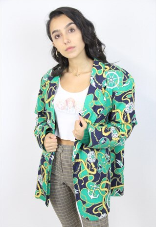 VINTAGE 90'S NAUTICAL PATTERNED BLAZER