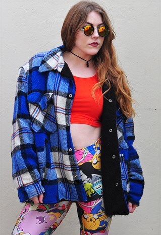 VINTAGE BLUE CHECK LUMBERJACK JACKET