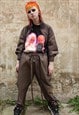 LUMINOUS JOGGERS BAGGY FIT Y2K SHINY OVERALLS BRONZE BROWN