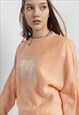 VINTAGE KNITWEAR JUMPER WITH ELEPHANT EMBROIDERY IN PEACH