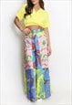 PAISLEY PRINT FLARE TROUSERS IN YELLOW 