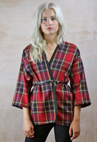 RED TARTAN KIMONO