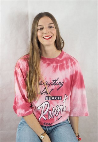 VINTAGE PINK TIE DYE T-SHIRT