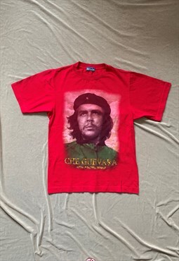 Vintage 90s Red Che Guevara Graphic Print T-Shirt 