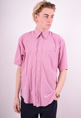 YVES SAINT LAURENT MENS VINTAGE SHIRT LARGE PINK CHECK 90'S