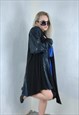 VINTAGE Y2K RAVE BAGGY CARDIGAN JACKET IN SHINE BLACK GREY 