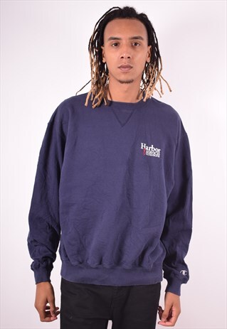 CHAMPION MENS VINTAGE SWEATSHIRT JUMPER LARGE BLUE 90S