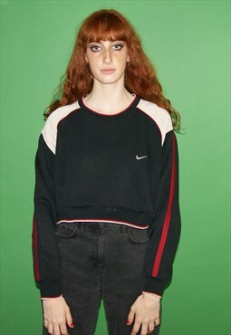 Vintage 90s Nike Breast Logo Cropped Jumper / Sweatshirt