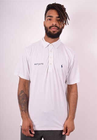 POLO RALPH LAUREN MENS VINTAGE POLO SHIRT XL WHITE 90S