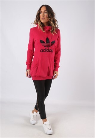 SWEATSHIRT JUMPER ADIDAS HOODED PRINT LONG UK 10 (CWBI)