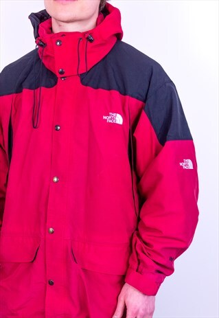 VINTAGE THE NORTH FACE HYVENT JACKET IN RED AND BLACK XL