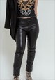 VINTAGE Y2K ROCK CHIC BLACK LEATHER MID WAIST TROUSERS S