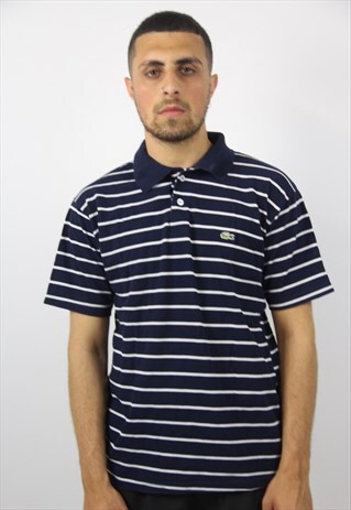 VINTAGE LACOSTE NAVY STRIPED POLO SHIRT