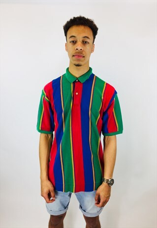 VINTAGE 90S TOMMY HILFIGER WAVEY COLOURFUL POLO