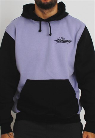 SWEATSHIRT HOODED IN BLACK AND LILAC