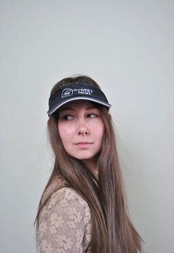 90's sport visor cap, vintage black sport wear sun cap