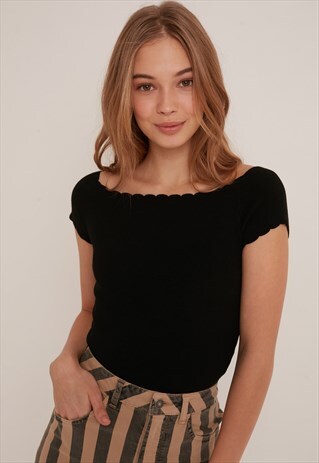 RIBBED T-SHIRT - BLACK