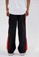 BLACK SPORTY RELAXED FIT PANTS TROUSERS