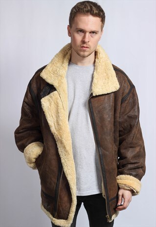 VINTAGE LEATHER SHERPA JACKET