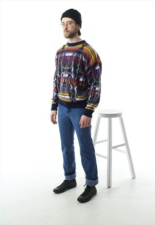 GRAPHIC MENS SWEATER / OVERSIZED VINTAGE JUMPER